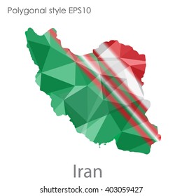 Iran map in geometric polygonal style.Abstract,modern design background.