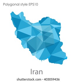 Iran map in geometric polygonal style.Abstract,modern design background.