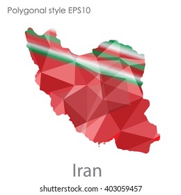 Iran map in geometric polygonal style.Abstract,modern design background.