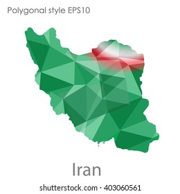 Iran map in geometric polygonal style.Abstract,modern design background.
