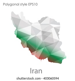 Iran map in geometric polygonal style.Abstract,modern design background.