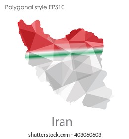 Iran map in geometric polygonal style.Abstract,modern design background.