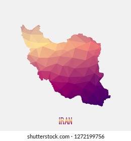 Iran map in geometric polygonal,mosaic style.Abstract tessellation,modern design background,low poly. Geometric cover, mockup. Vector illustration.