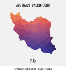 Iran map in geometric polygonal,mosaic style.Abstract tessellation,modern design background,low poly. Vector illustration.
