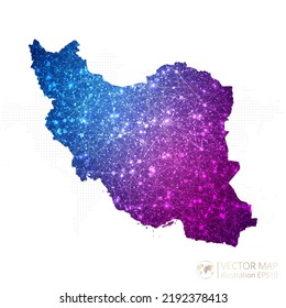 Iran map in geometric wireframe blue with purple polygonal style gradient graphic on white background. Vector Illustration Eps10.