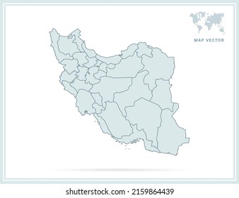Iran map green vector on white background.