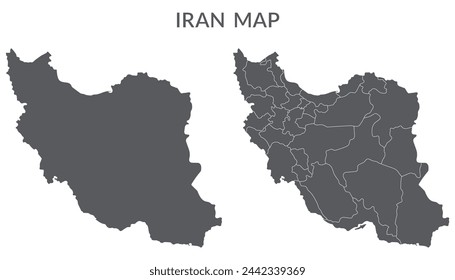 Mapa de Irán. Mapa de Irán en conjunto gris