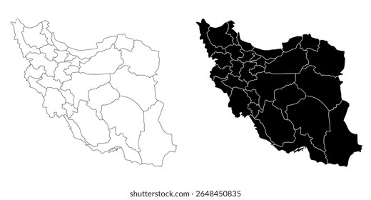 Irã mapa mão desenhando dois estilos ilustração forma e linha