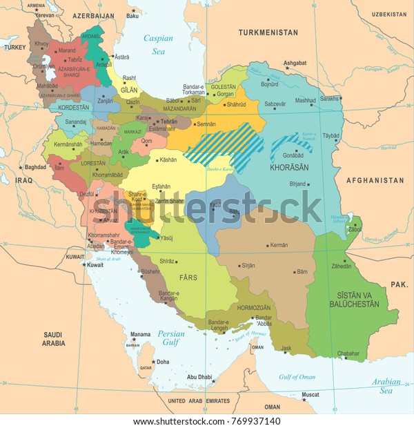 Iran Map High Detailed Vector Illustration Stock Vector (Royalty Free ...