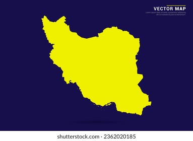 Mapa de Irán - Alto Detallado. Color amarillo en el fondo oscuro. vector de diseño abstracto.