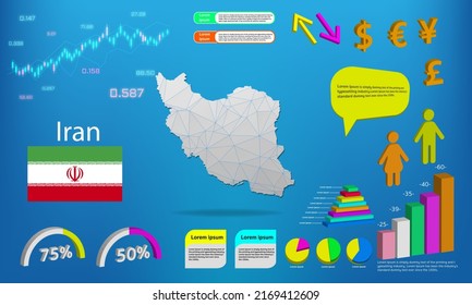 iran map info graphics - charts, symbols, elements and icons collection. Detailed iran map with High quality business infographic elements.