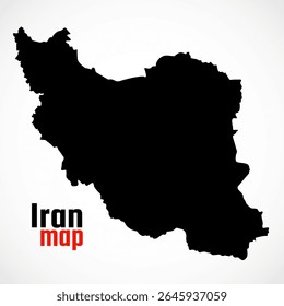 Mapa de Irán aislado sobre fondo blanco. Mapa negro para su diseño. Ilustración vectorial