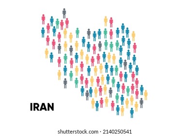 Iran Map made by a group of people, Population. Globalization. People from different countries