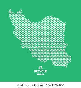 Iran map made from recycling symbol. Environmental concept