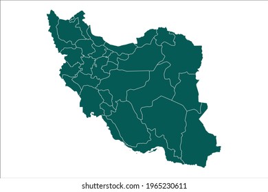 Iran map Olive green Color on White Backgound