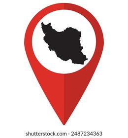 Iran map. Map of Iran on map pin icon red color isolated