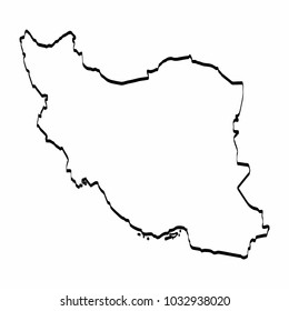 Iran map outline graphic freehand drawing on white background. Vector illustration.