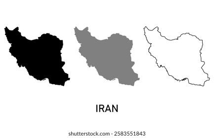iran map in outline style, black color, gray color
