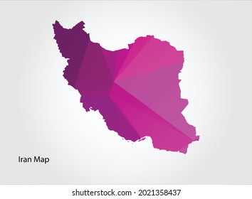 Iran Map pink Color on white background polygonal