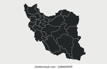 Iran map with regions, provinces isolated on white background. Map of Iran. Vector illustration
