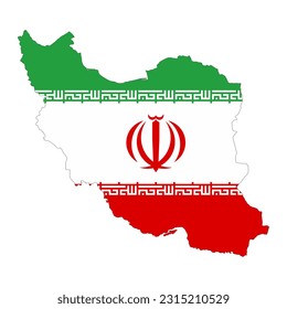 Iran map silhouette with flag isolated on white background