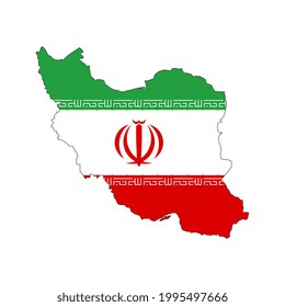 Iran map silhouette with flag on white background