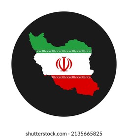 Iran map silhouette with flag on black background