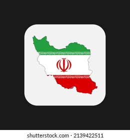 Iran map silhouette with flag on white background
