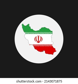 Iran map silhouette with flag on white background