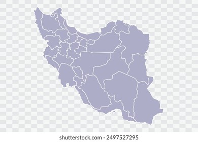 Iran Map silver Color on White Background quality files Png