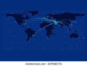 Iran map for technology or innovation or export concepts. Connections of the country to major cities around the world. File is suitable for digital editing and prints of all sizes.