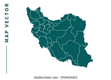 Mapa vectorial de Irán. color verde sobre fondo blanco.