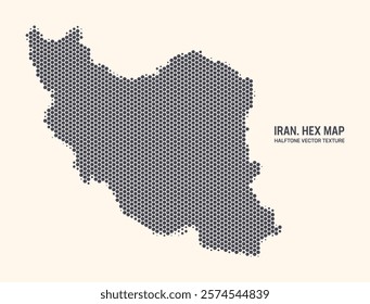 Iran Map Vector Hexagonal Halftone Pattern Isolate On Light Background. Hex Texture in the Form of a Map of Iran. Modern Technological Contour Map of Iran for Design or Business Projects