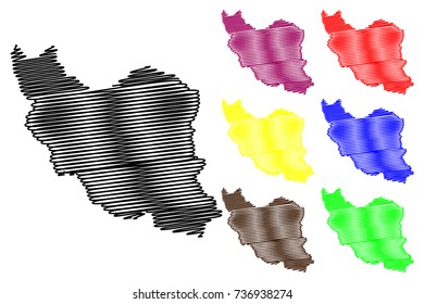 Iran map vector illustration, scribble sketch Iran