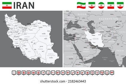 Iran Map - Vector Infographic Set. Vector Illustration