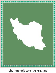 Iran map vector outline illustration in green background with creative frame design