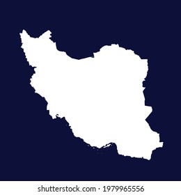 Iran map vector. white color on blue background.