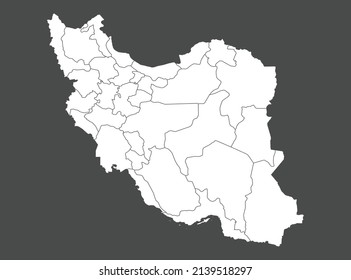 Iran map vector, white color, Isolated on gray background