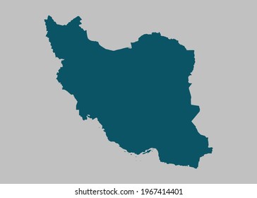 Iran map vector,Not isolated ocean blue color on gray background