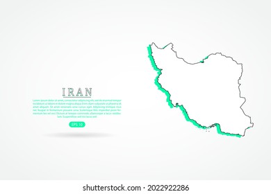 Iran Map - World Map International vector template with green and outline graphic sketch style isolated on white background - Vector illustration eps 10