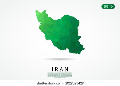 Mapa de Irán - Mapa Mundial Plantilla vectorial internacional, estilo de polígono bajo con color verde aislado en fondo blanco - Ilustración vectorial eps 10