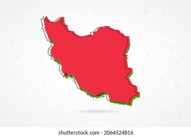 Iran Map - World Map International vector template with including red, green and black outline sketch isolated on white background - Vector illustration eps 10