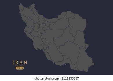 Iran Map - World Map International vector template with High detailed including grey and black outline color isolated on black background - Vector illustration eps 10