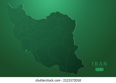 Iran Map - Weltkarte Internationale Vektorvorlage mit hoher detaillierter und grüner Farbverlauf-Farbe einzeln auf grünem Hintergrund für Design, Infografik - Vektorgrafik eps10
