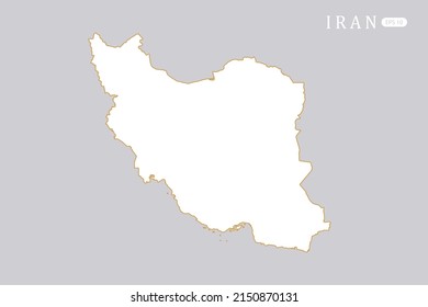 Iran Map - World Map International vector template with white color and thin gold outline graphic sketch style isolated on grey background for infographic - Vector illustration eps 10