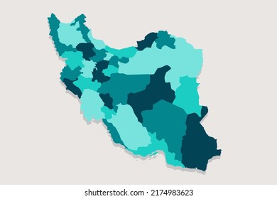 Iran Map - World Map International vector template with High detailed including blue and green outline color isolated on white background - Vector illustration eps 10
