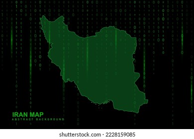Mapa de Irán - Mapa Mundial Plantilla vectorial Internacional con fondo de código binario de matriz con luz para el diseño, sitio web, concepto de hacker - Ilustración vectorial eps 10