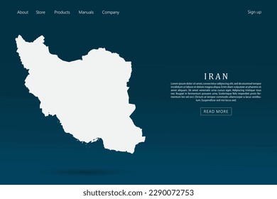 Mapa de Irán - Mapa mundial de la plantilla vectorial internacional con color blanco 3d sobre fondo de color azul oscuro y verde gradiente para el diseño de plantillas de sitio web, infografía - Ilustraciones vectoriales eps 10