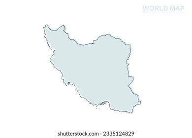 Iran Map - Weltkarte Internationale Vektorvorlage mit blauer Storchlinie und blauen geometrischen Formen einzeln auf weißem Hintergrund für Design, Infografik, Website - Vektorgrafik eps10