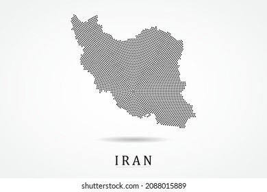 Iran Map - World map vector template with Black dots, grid, grunge, halftone style isolated on white background for education, infographic, design - Vector illustration eps 10